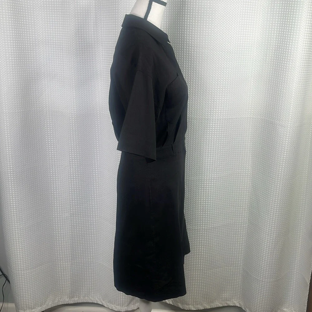 Theory Linen Blend Dress Short Sleeve Stretch Summer Sz 4